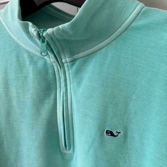 Vineyard Vines Saltwater Quarter-Zip Pullover Men's XL Aqua Teal - NWT - Picture 4 of 8